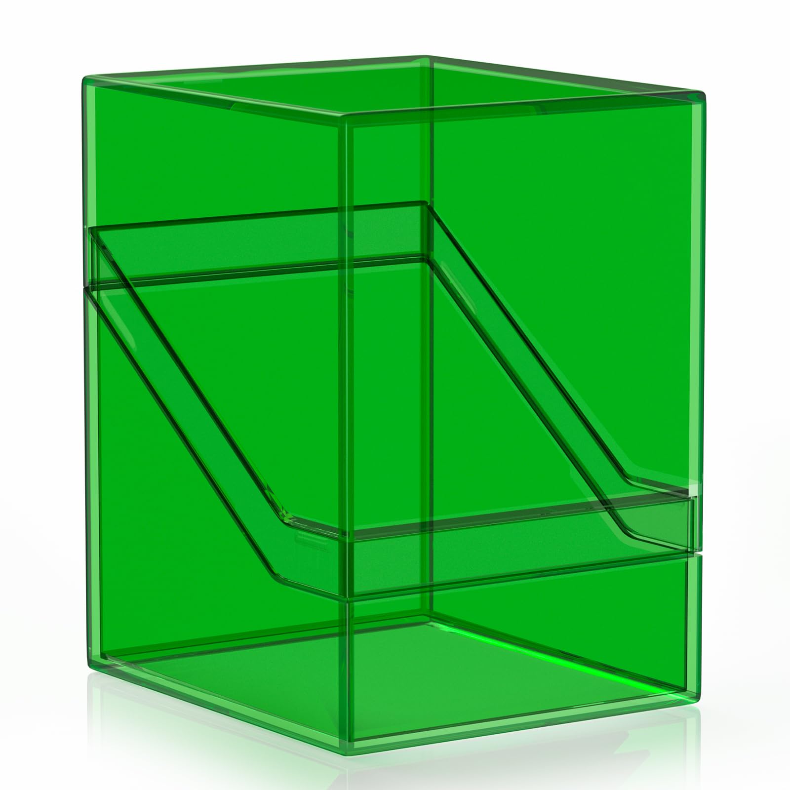 Mlikero Card Deck Cases, Acrylic Commander Deck Box Holding 100+ Sleeved Cards with Dividers, Clear Card Storage Box Fit for MTG, TCG, Sports Cards (Green) — image 1
