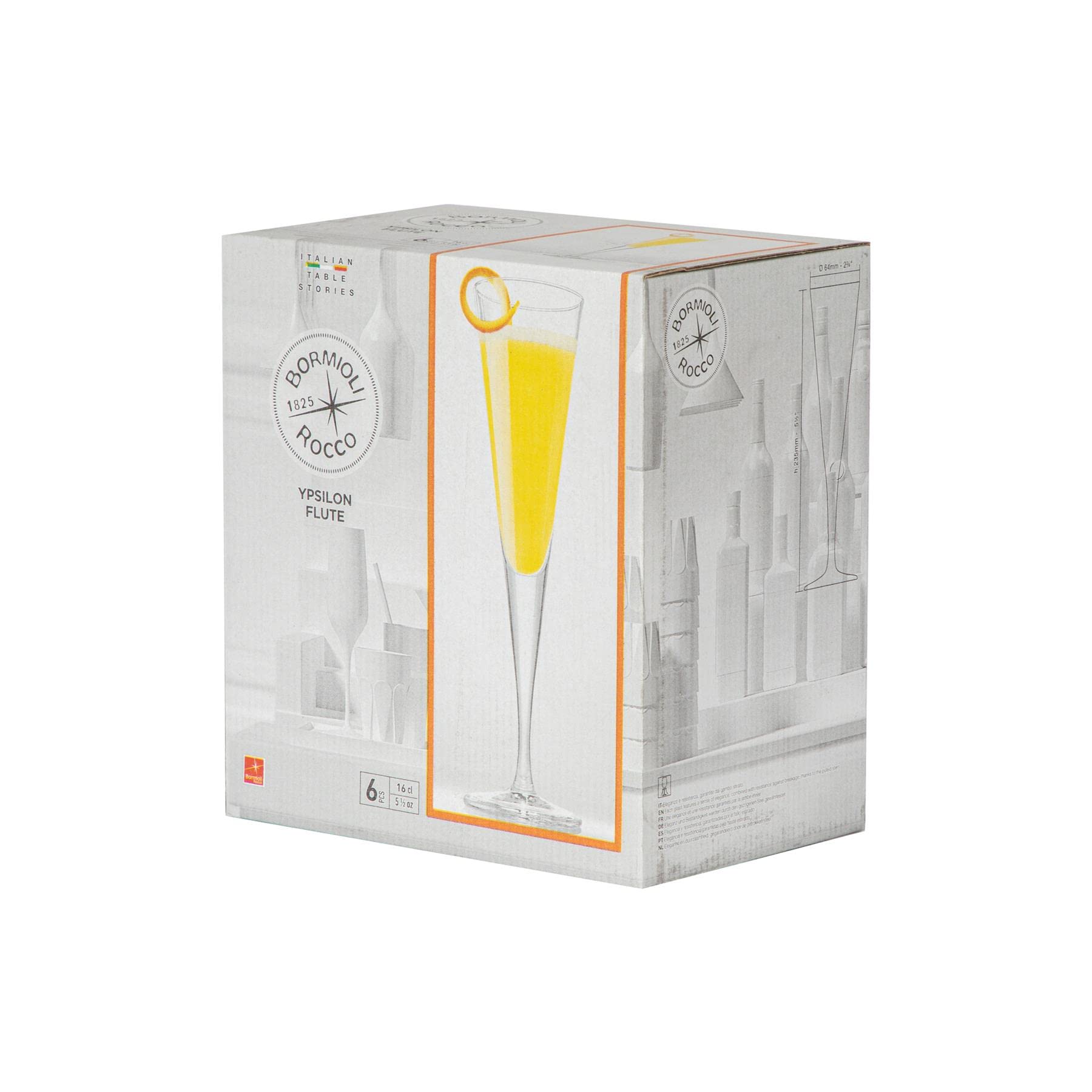 Bormioli Rocco Ypsilon Verre Flûtes à Champagne Set - 160ml - Paquet de 24