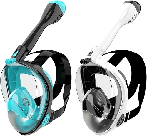 Miniatura 7 de Jwintee Máscara de esnórquel de cara completa, máscara de buceo para niños y adultos, máscara de esnórquel con vista panorámica de 180 con soporte