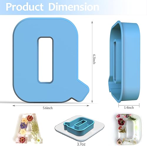 Miniatura 2 de Molde de resina, moldes de silicona 3D de letra Q grande para fundición de resina epoxi, moldes del alfabeto de silicona para resina para arte,