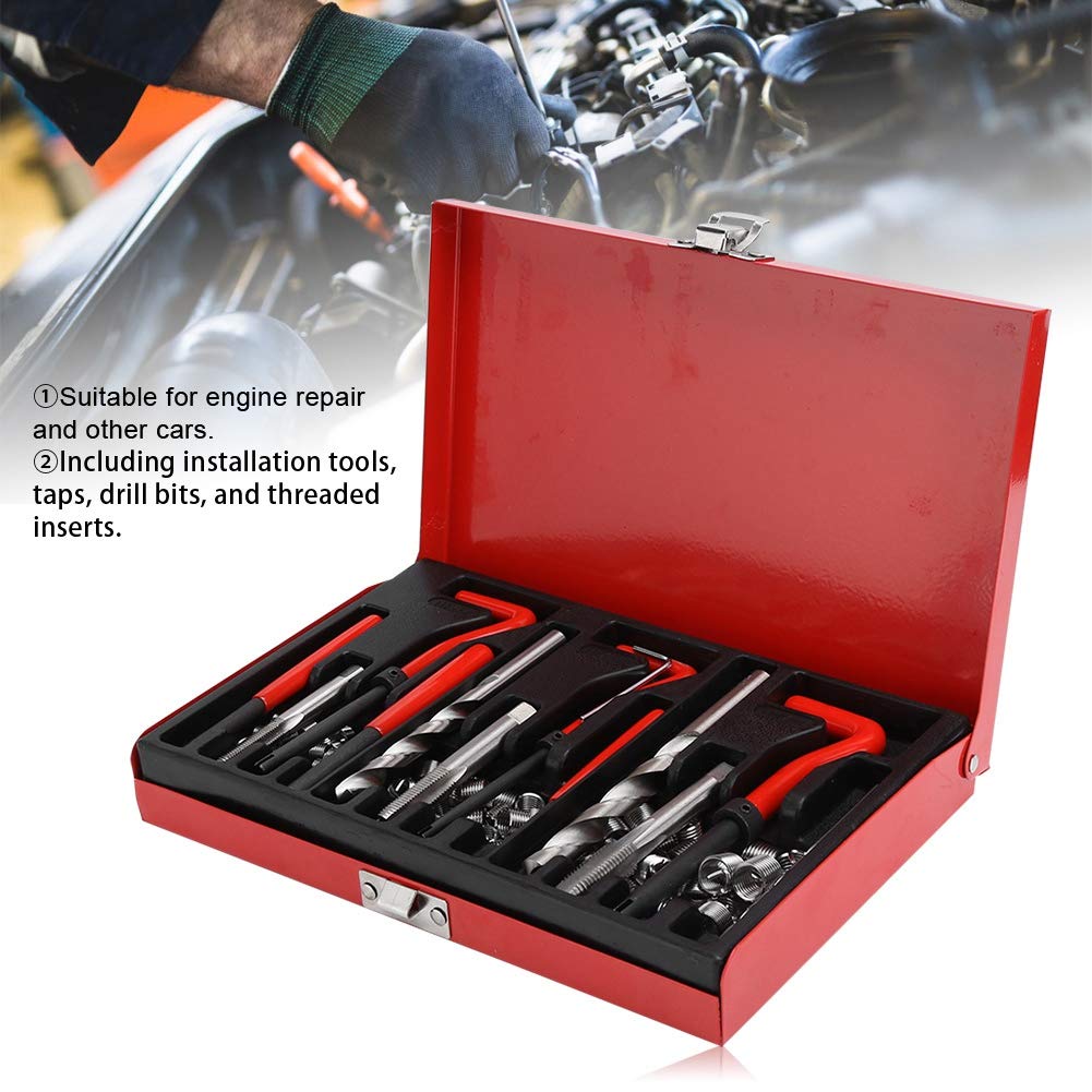 Kit di riparazione filettatura da 88 pezzi, set di strumenti per la riparazione delle filettature M6, M8, M10, utensile in lega d’acciaio per il ri-filettaggio con custodia di
