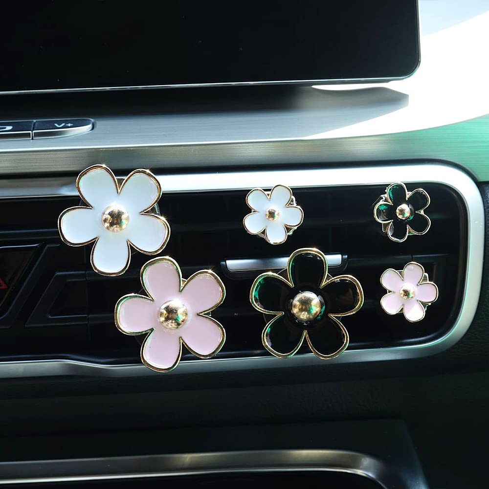 6 Stück Blumen-Luftentlüftungsclip, Klimaanlagen-Auslass, Auto-Lufterfrischer, Auto-Lufterfrischungs-Gadget, bunte Gänseblümchen for Mädchen und Frauen, süße und elegante Auto-Dekoration/120/703
