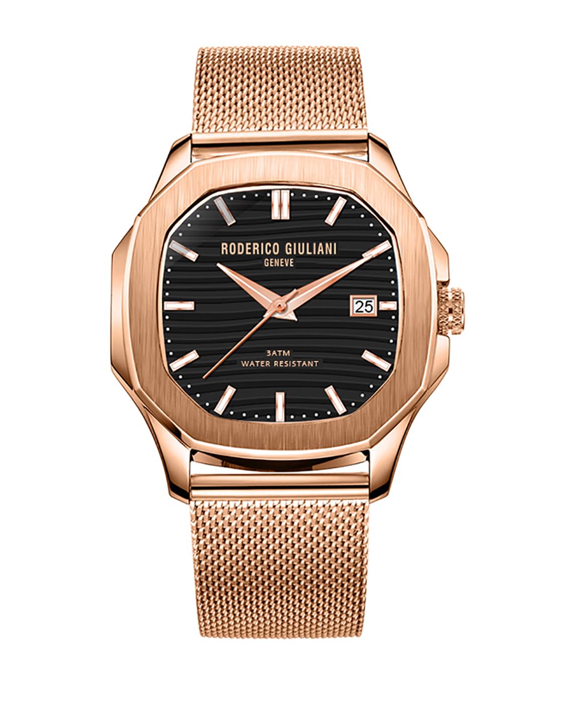 RODERICO GIULIANI Analog Black DIAL Rose Gold CASE MESH Strap Mens Watch MMSA-7303 (B09VRRV59P) Amazon Price History, Amazon Price Tracker