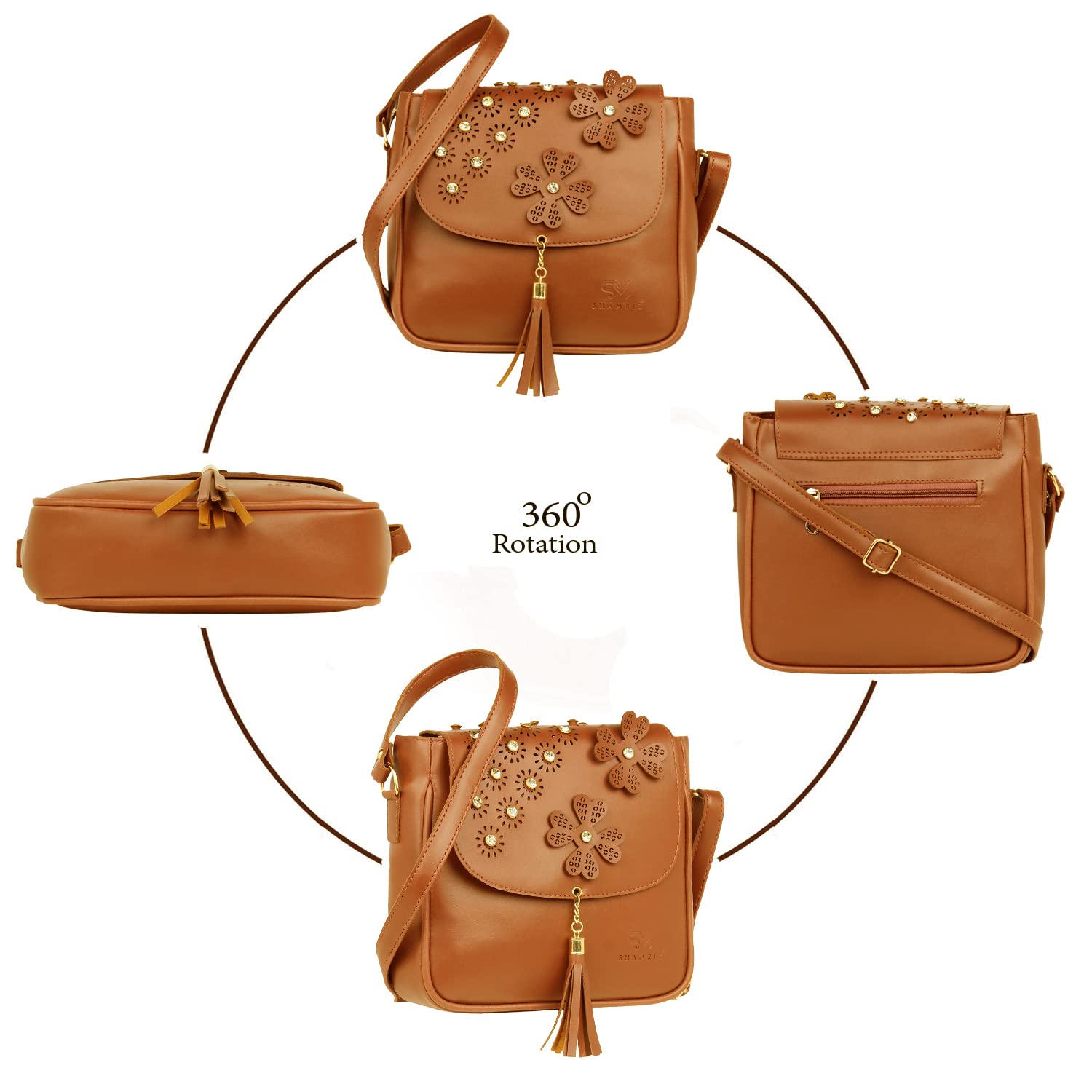SHAMRIZ Women and Girls SLing Bag (Tan) 1