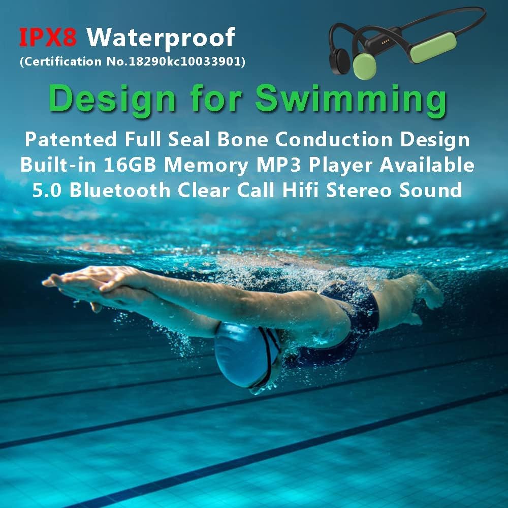IHAO Swimming Headphones True Bone Conduction Stereo Bluetooth - Dettaglio
