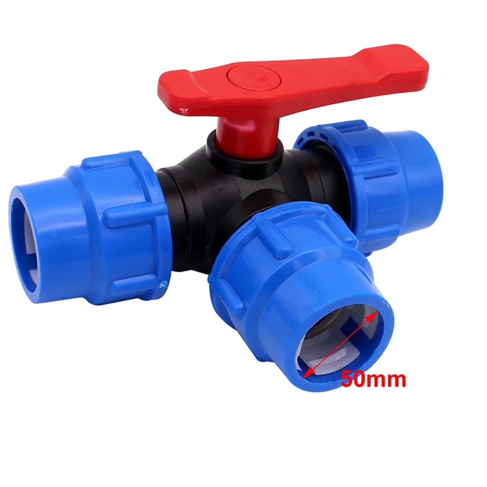 4 Pezzi 20/25/32/40/50mm PE Tubo Rubinetto deviatore valvola a Sfera a 3 Vie a in plastica a Giardino irrigazione del Prato raccordi for Tubi dell'Acqua per Tubo Flessibile(50mm)