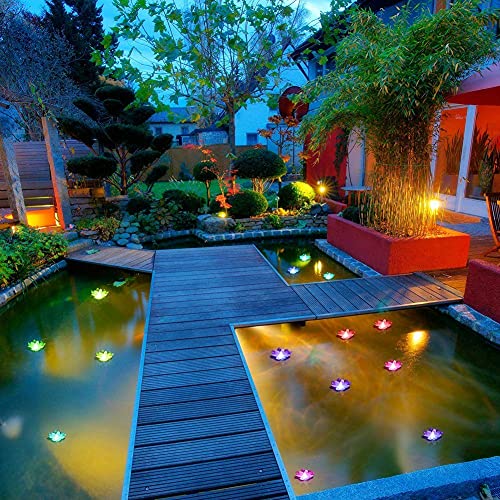 Lacgo Led Waterproof Floating Lotus Light, Pond Light, Battery Operated Lily Flower White Light, Flower Night Lamp, Pool Garden Fish Tank Wedding Decor(Pack Of 6)+(2 Lily Pad 8'') #TOP7