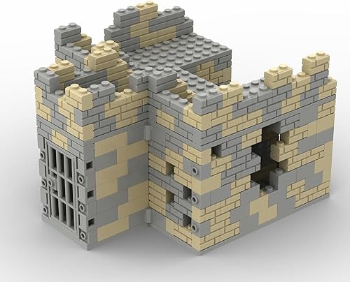 Miniatura 6 de Juego de construcción de ruinas militares, bloques de construcción militares WW2, juego de bloques de construcción de escena militar, 372 piezas,