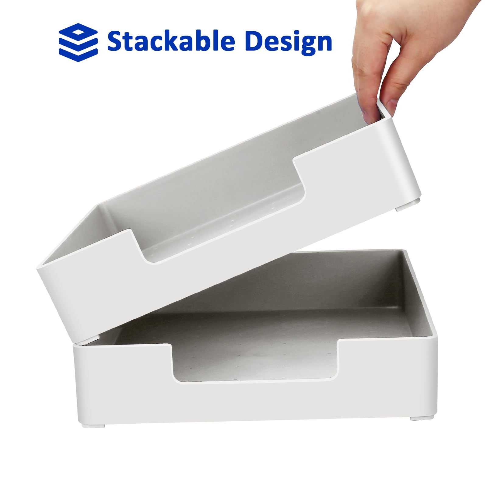 Bandeja organizadora de cartas, paquete de 2 bandejas de papel, organizador de cajones de escritorio apilable para suministros de oficina, revistas, carpetas, archivos, cuadernos, papelería, bandeja