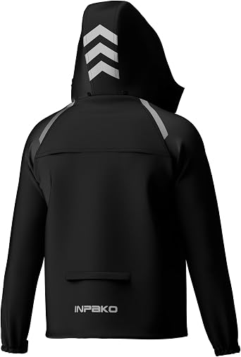 Mens Rain Jacket, Waterproof Windproof Reflective Hood Rain Coat, Lightweight Breathable Windbreaker with 4 Pockets