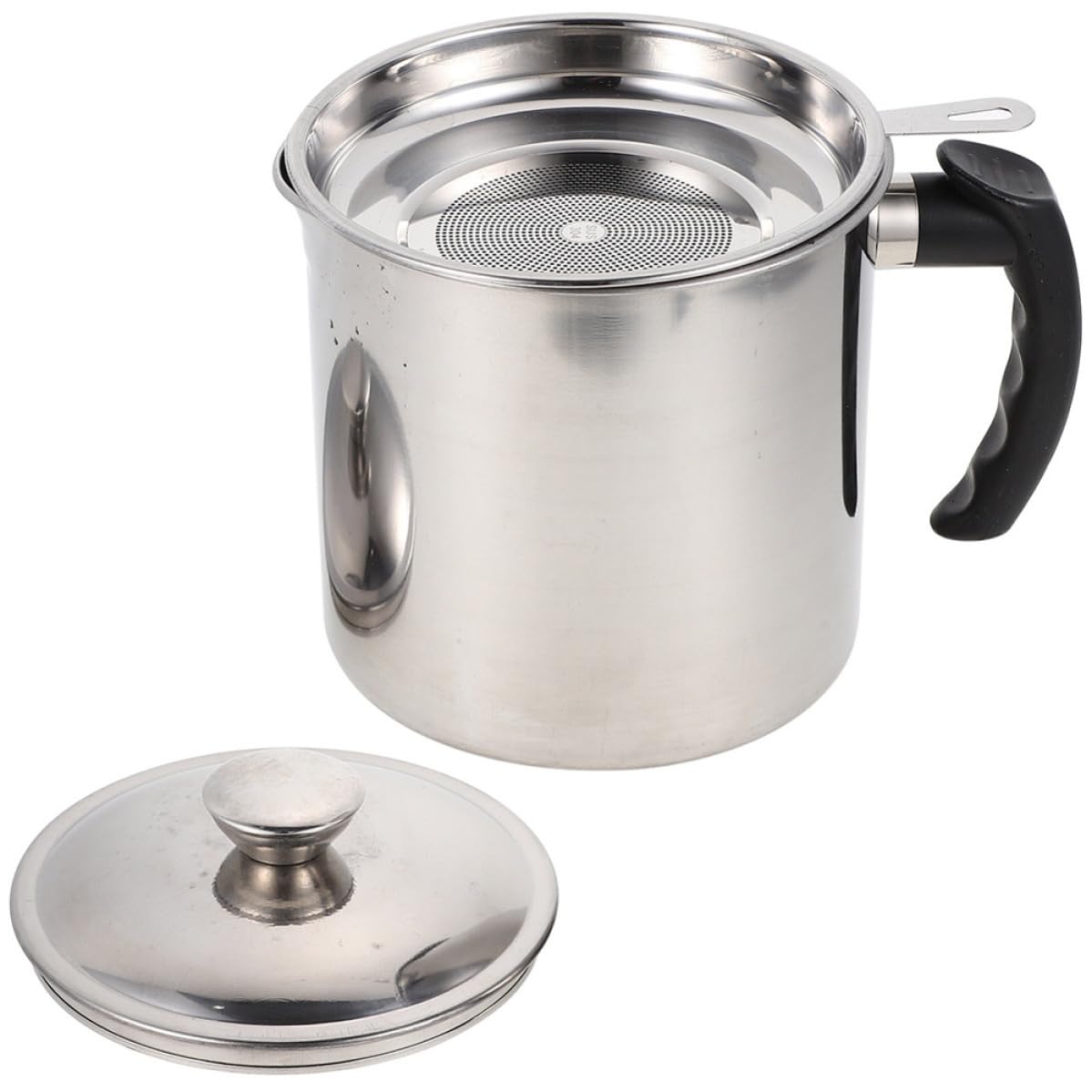 Olla de aceite de acero inoxidable con filtro integrado para almacenamiento grande y seguro en cocina