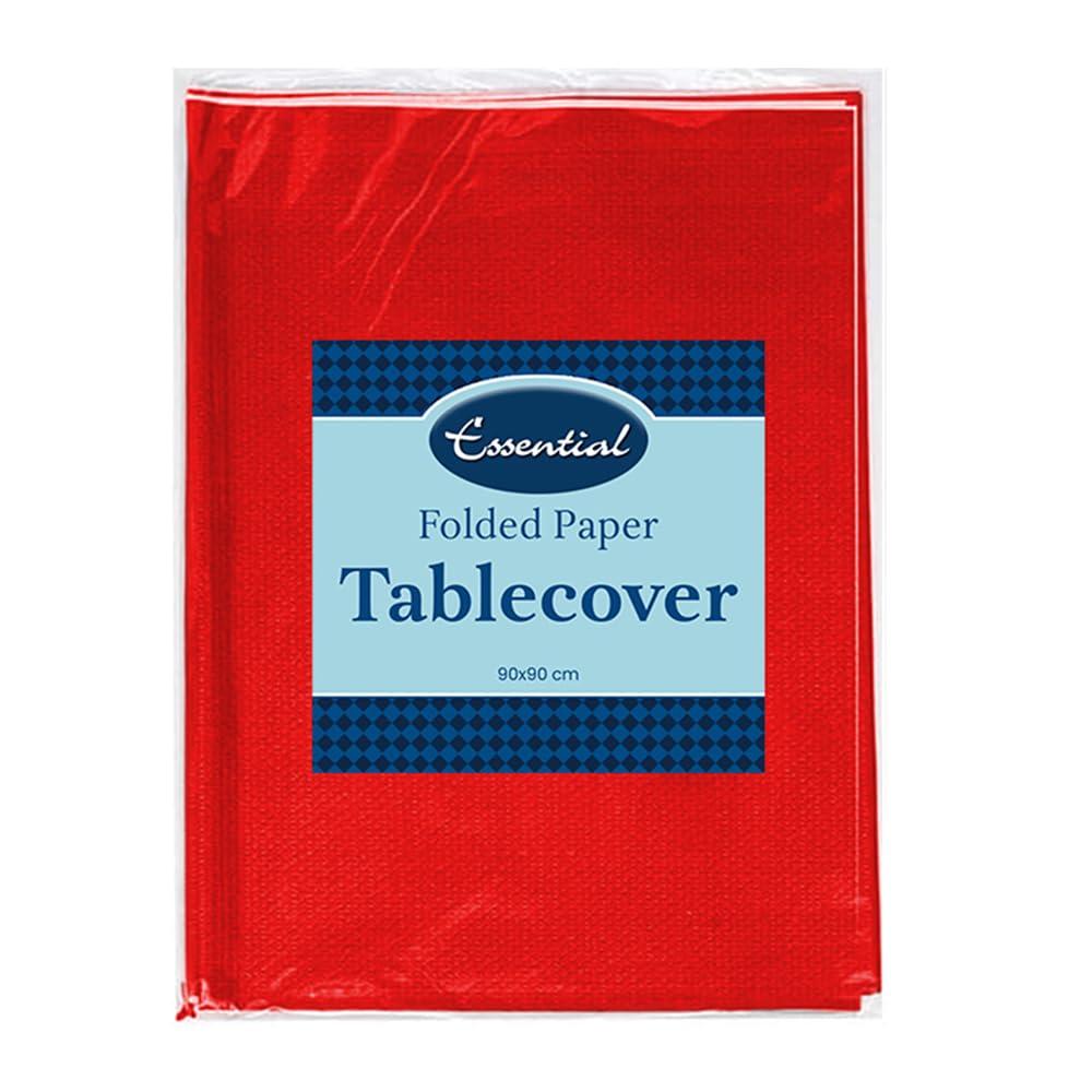 Venuscello 2 x Red Paper Table Cover Cloths, 90cm x 90cm Square, Disposable, Folded, for Birthday Party — image 1