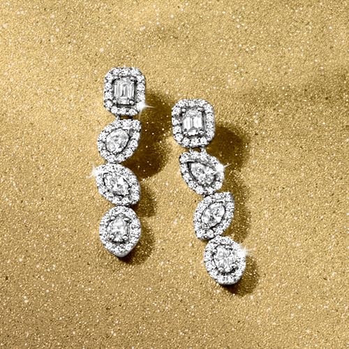 Ross-Simons 1.00 ct. t.w. Diamond Multi-Shaped Drop Earrings in 14kt White Gold3