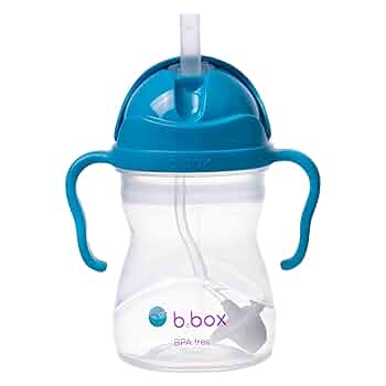 B.box Sippy Cup With Weighted Straw. Drink From Any Angle, Leak Proof, Spill Proof, Easy Grip. BPA Free, Dishwasher Safe. For Babies 6m+ To Toddlers (Pink Pomegranate, 8oz