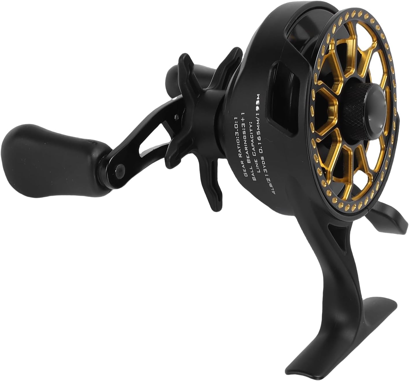 Keenso Ice Fishing Reel,Magnetic Drop System Inline Ice Fishing Reel 3.0:1 High Speed for Deep Sea River Lake (Right Hand)