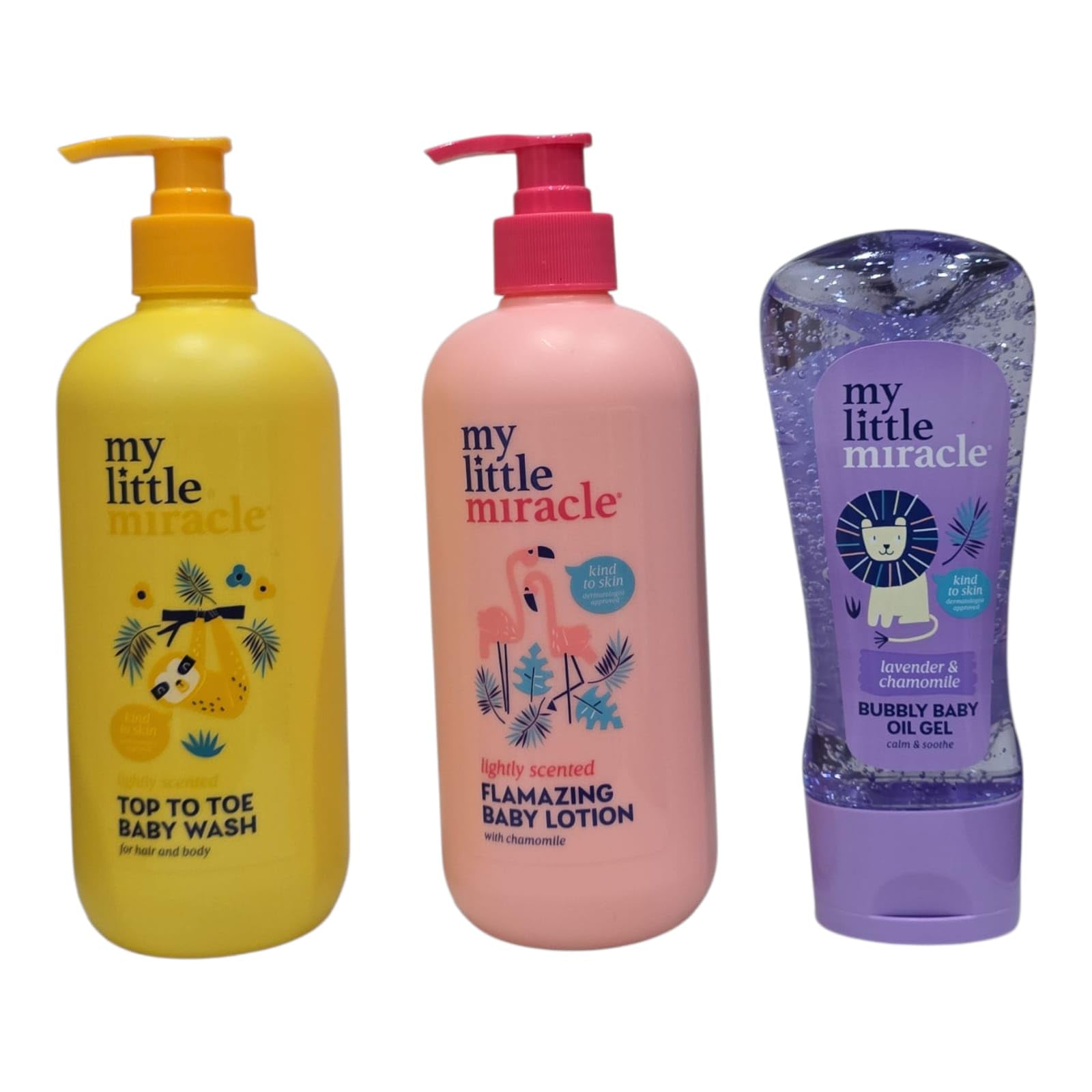 My Líttle Míracle Baby Care Trio Set - Lotion 500ml, Oil Gel 200ml & Top to Toe Wash 500ml With Free Beauty Body Puff(Any Colour) - Image 3