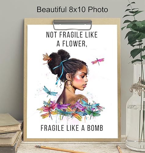 Miniatura 4 de African American Decor - African American Gifts for Women - Black Girl Wall Art - Not Fragile Like A Flower - Motivation Inspiration Wall Art &