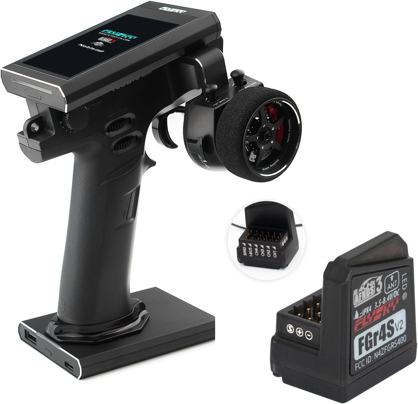 Flysky Noble NB4+ 2.4G 8CH Transmitter with FGR4S Receiver AFHDS 3 Protocol, Remote Controller for Remote Control Car Boat Models