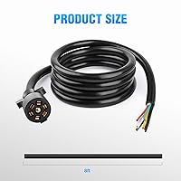 Vista 2 de Nilight 50049R - Cable de remolque de 7 vías de 8 pies de alta resistencia con enchufe de 7 entradas alineadas para camión, camper, hoja moldeada