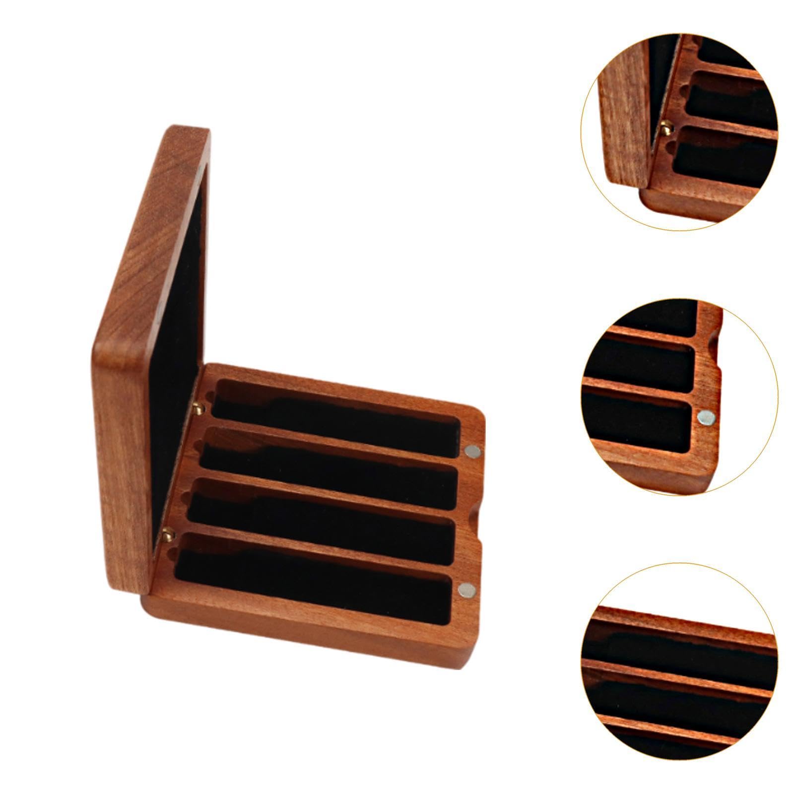 Estuche de madera para cañas de clarinete, caja de almacenamiento portátil para saxofón y clarinete