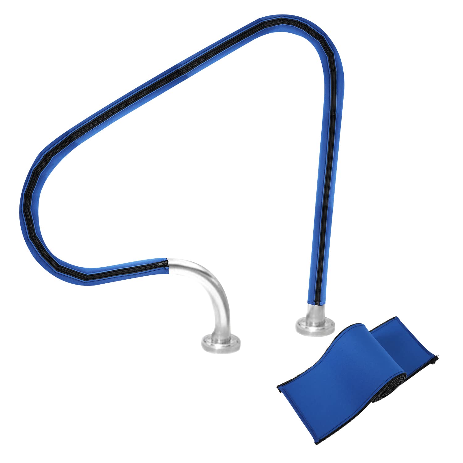 Agarre para Pasamanos de Piscina con Cremallera Antideslizante, Barandilla Azul de Seguridad 120cm de Largo para Aislamiento Térmico en Verano