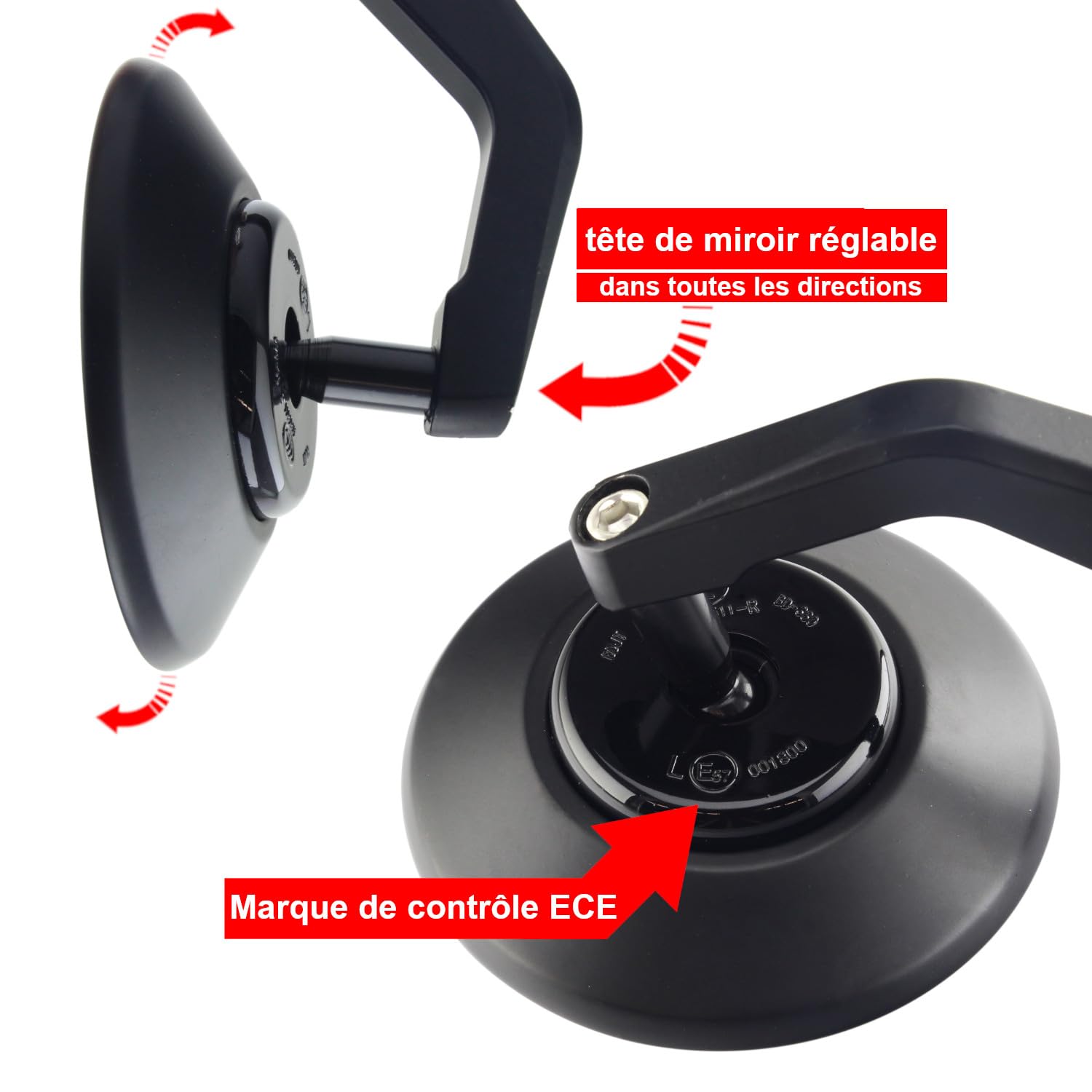 Area1 Rétroviseurs de Guidon de Moto Universel Retroviseur embout de Guidon rond Homologué E, Certification CE 7/8" 22mm compatible avec