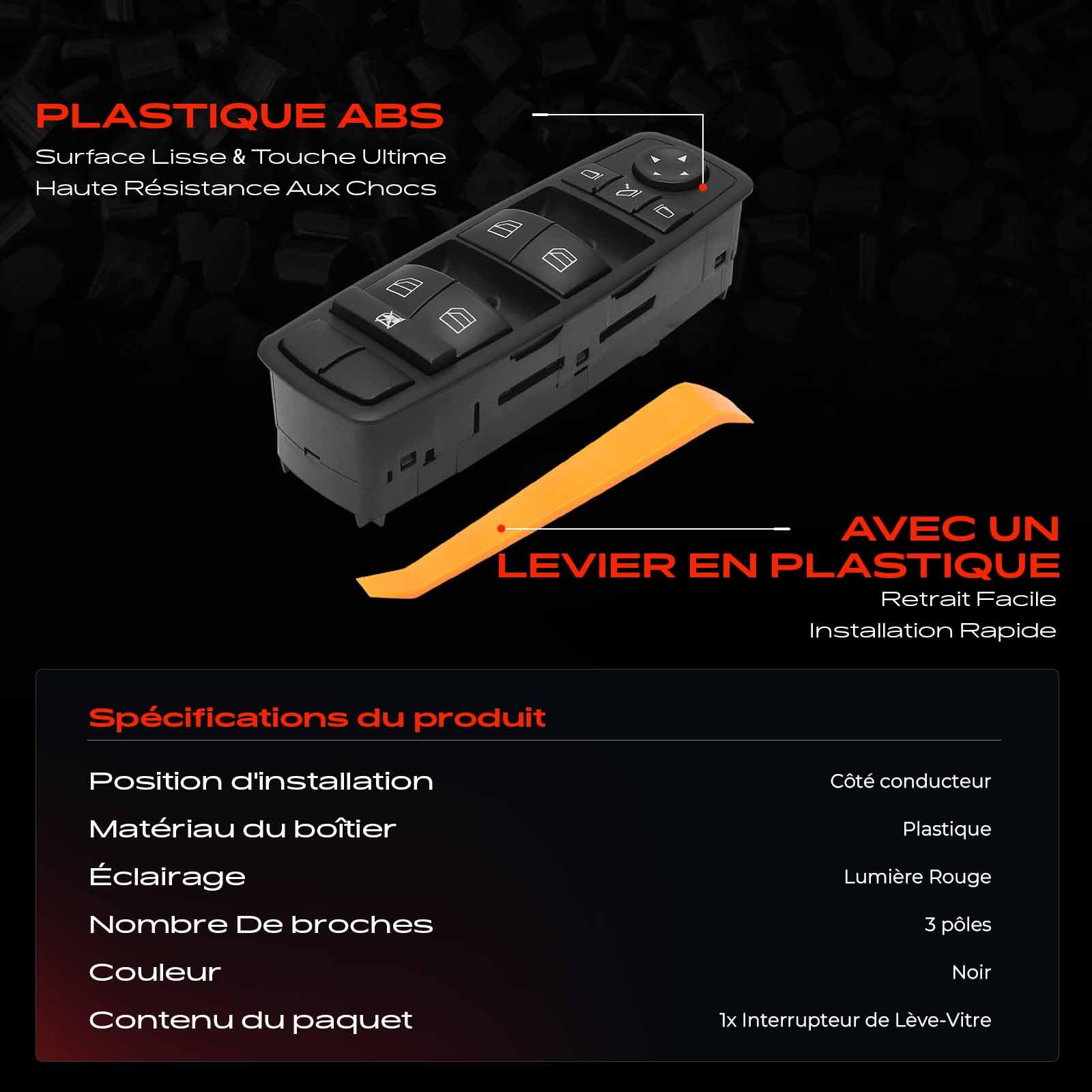 Frankberg Unité de commande de lève-vitre avant gauche 2518300290 | Compatible avec: Classe R V251 W251, Classe M W164