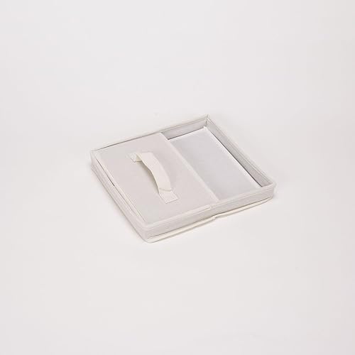 Miniatura 5 de Household Essentials 111 - Caja de almacenamiento con tapa y asa, lona beige natural, tamaño mediano, ribete natural (paquete de 2)