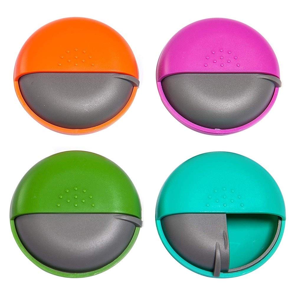Compartments Decorative Pill Box for Purse Locking Small Daily Case Shape Storage Box Candy Cute Pill Organizer Case Container, 4 Group Multicolour