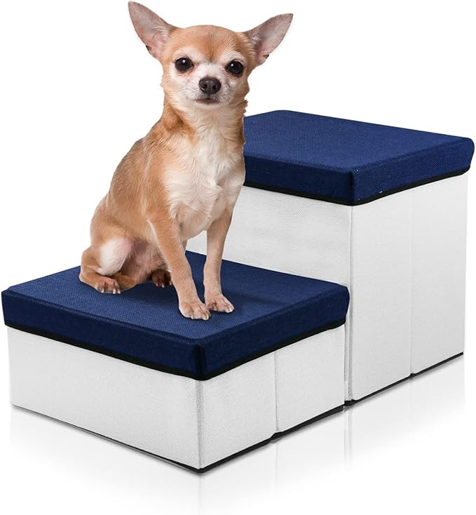 TNELTUEB Folding Pet Stairs,2 Steps Foldable Dogs Stair for Small to Medium Dog and