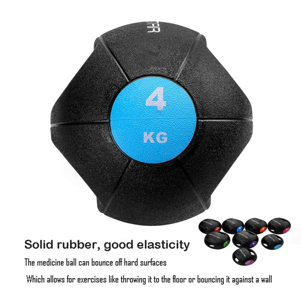 Palle mediche Medicine Ball con Maniglia, Solido Gravity Ball in Palestra, Pugilato Forza Balance Training, Antiscivolo Texture, 3kg / 4KG / 5kg / 6KG / 7KG / 8KG / 9KG / 10KG (Size : 4kg/8.8lb)