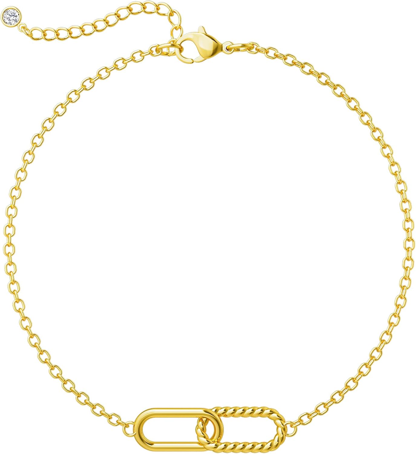 Moodear Valentines Day Gifts for Her, Dainty Gold Charm Bracelets for Women Trendy Non Tarnish 14k Gold Plated/Silver Charms Bracelet Adjustable Chain Waterproof Jewelry