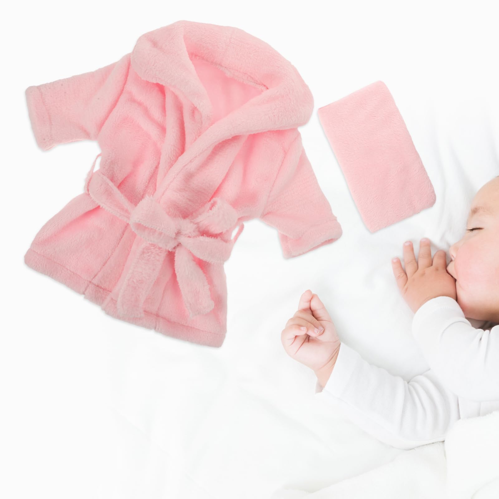 LIFKOME 1ensemble Set De Photographie Né Robe De Bain Fleece Douce Avec Serviette Et Accessoires Pour Fille Pour Séances Photo Et Utilisation