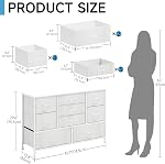Étendu 9 Rangement de tiroirs avec plateau en bois, TV Stand, Tour de rangement large tissu, Structure en acier robuste Organisateur de rangement pour chambre, Salon, Hallway, Entrée, placards, Blanc