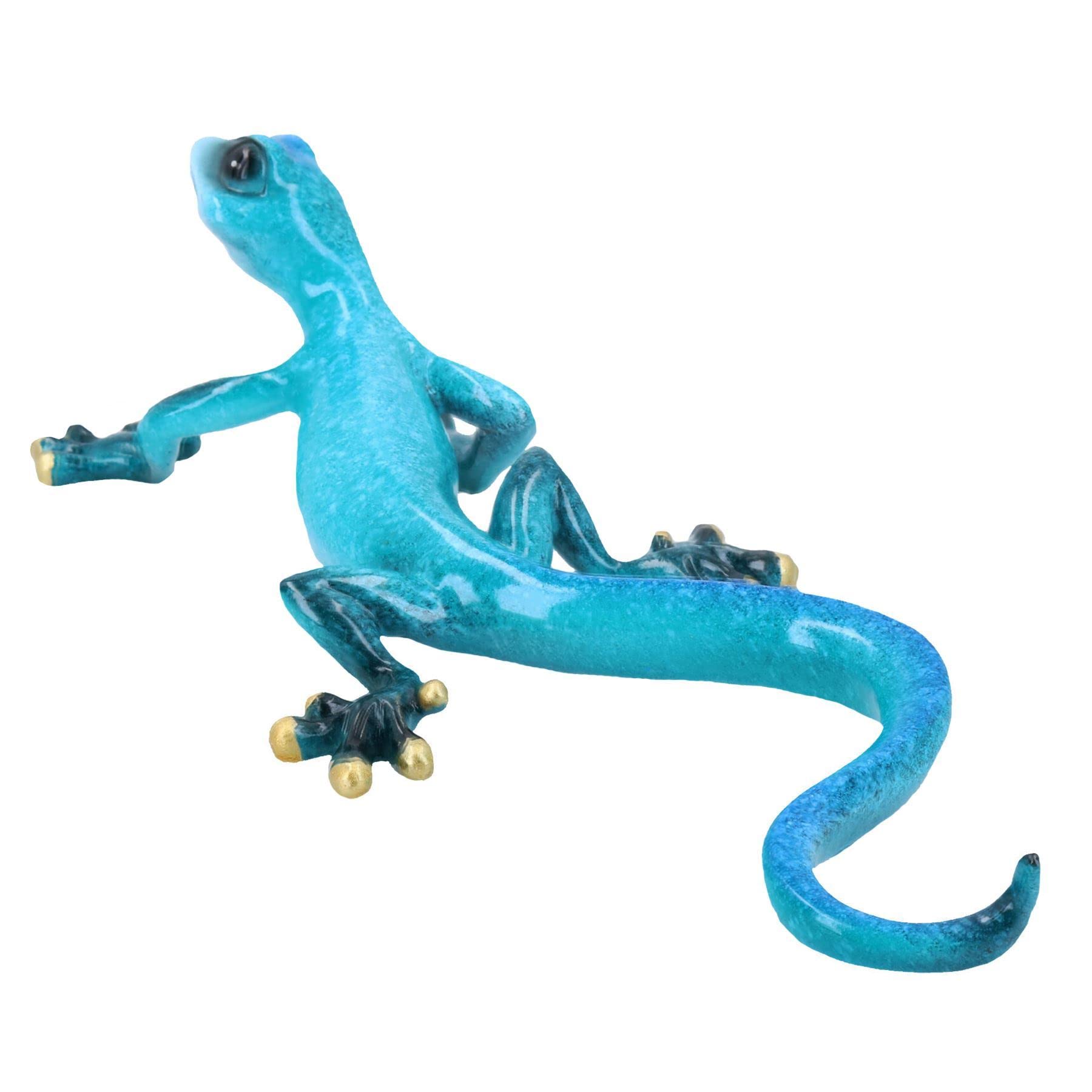 AB Tools Gecko-Statue Aus Kunstharz – Mittelgroß (26 X 14 X 8 Cm), Wetterfest, Handbemalt, Für Garten & Wand