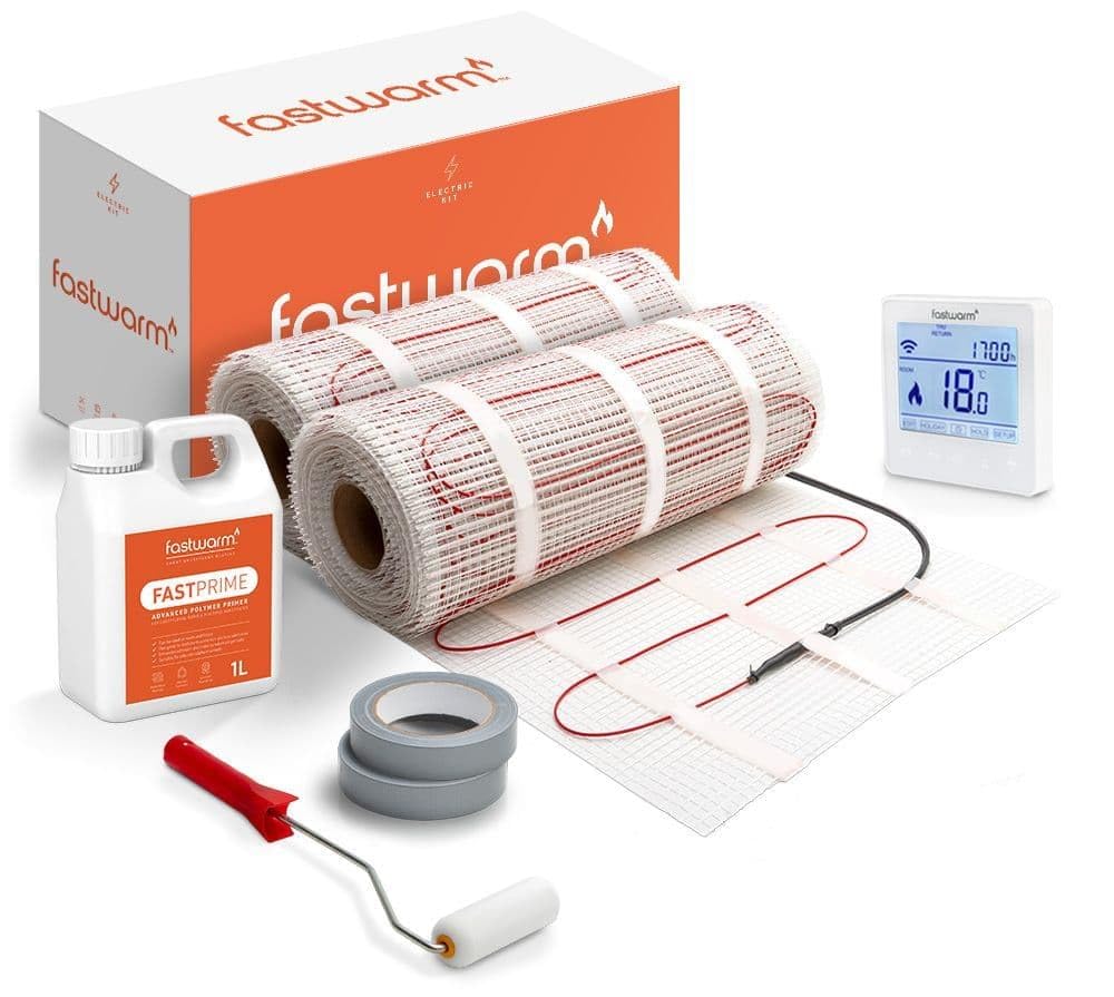 Fastwarm White Wifi Thermostat 200W Electric Underfloor Heating Sticky Mat Kit