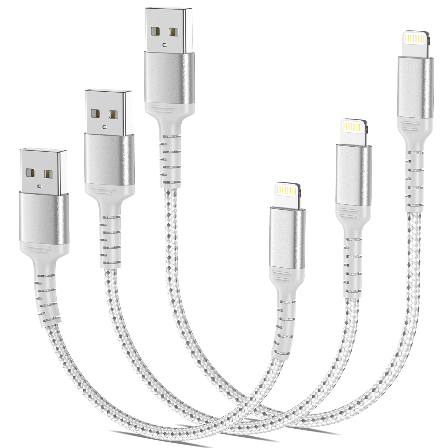 ADILIFT Short Lightning Cable [20/30/ 50CM, 3Pack], Short Multi iPhone Cable Nylon USB A to