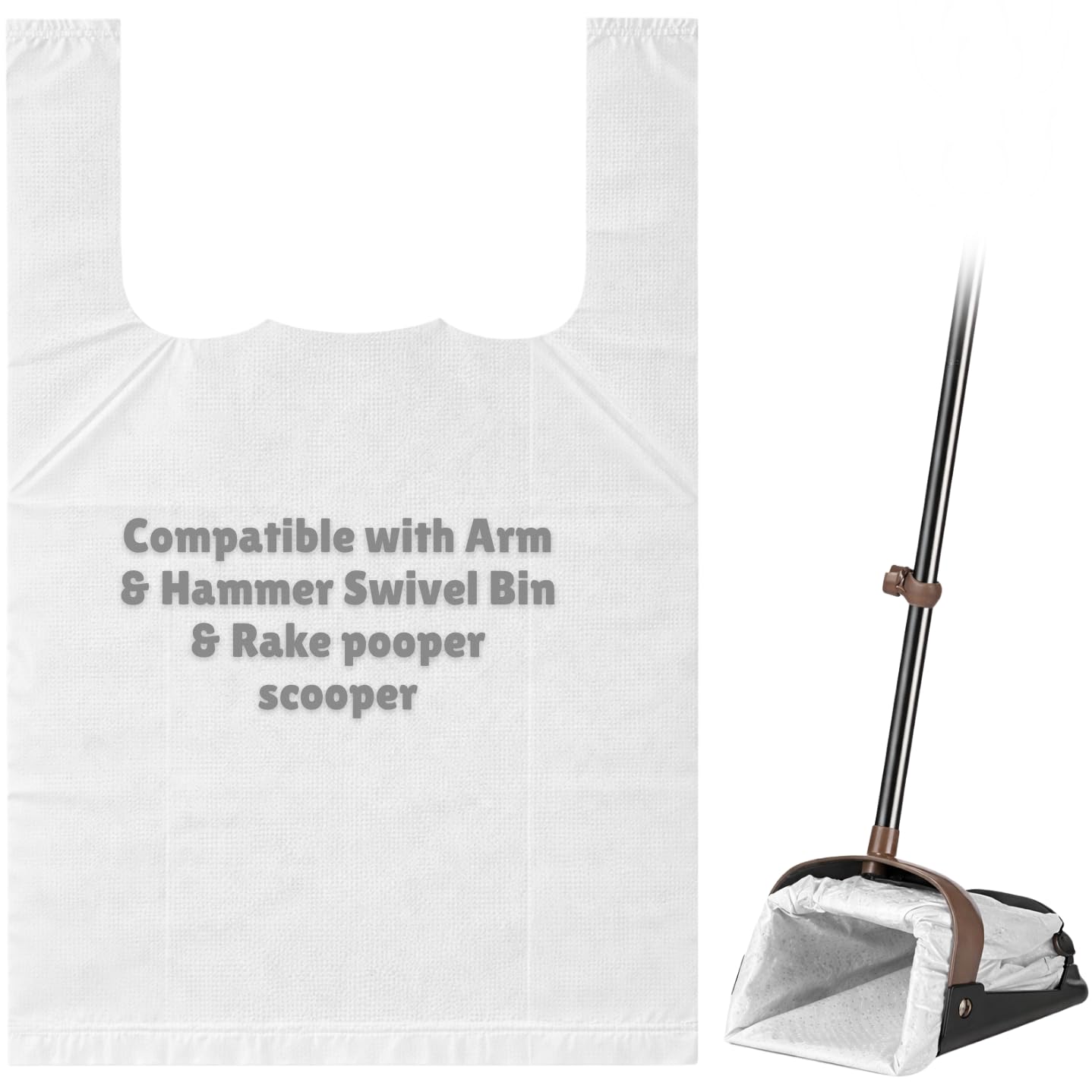 CHEFNENO T-shirt Biodegradable White Plastic Bag (120 ct.) Doggy Poop Bags with Handles Compatible with Arm & Hammer Swivel Bin & Rake pooper scooper