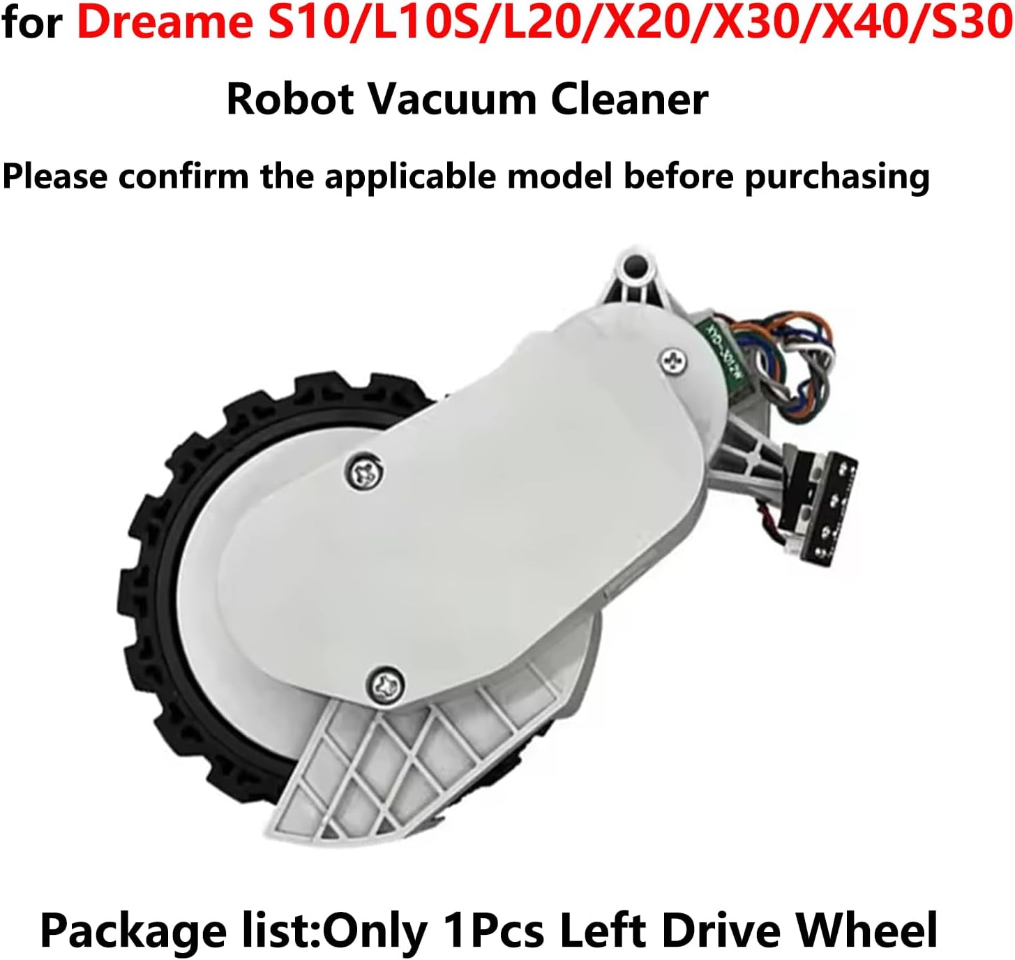 Drive Wheel Replacement Part for Dreame S10/L10S/L20/X20/X30/X40/S30 Robot Vacuum Cleaner Left and Right Wheel Module Assembly (White,left)