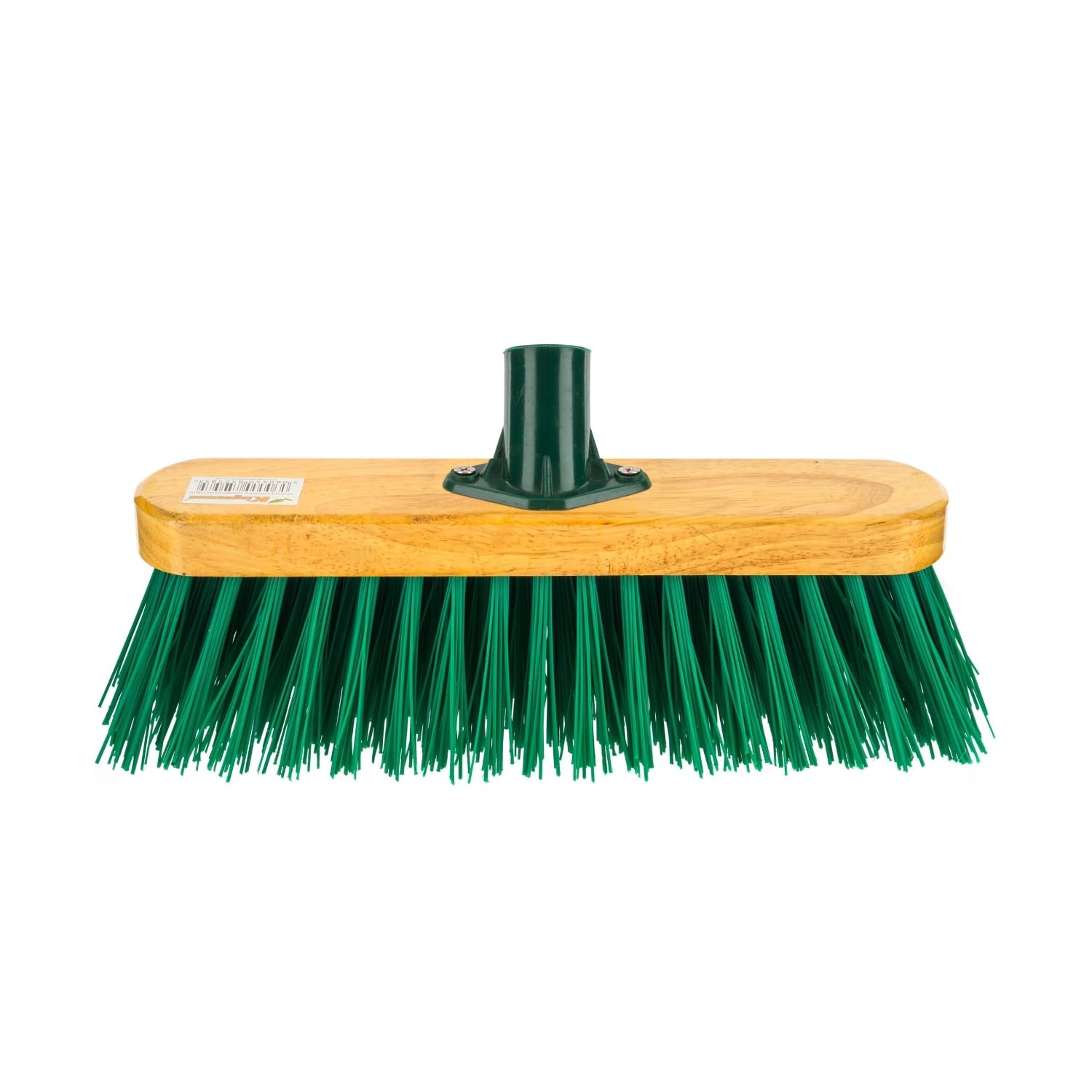 HOMESHOPA 12" Wooden Broom Head Stiff PVC Bristle Brush, Replacement Wooden Broom Head, Indoor Outdoor Stiff Bristle Floor Sweeping Brush with Plastic Fixing Bracket Connector