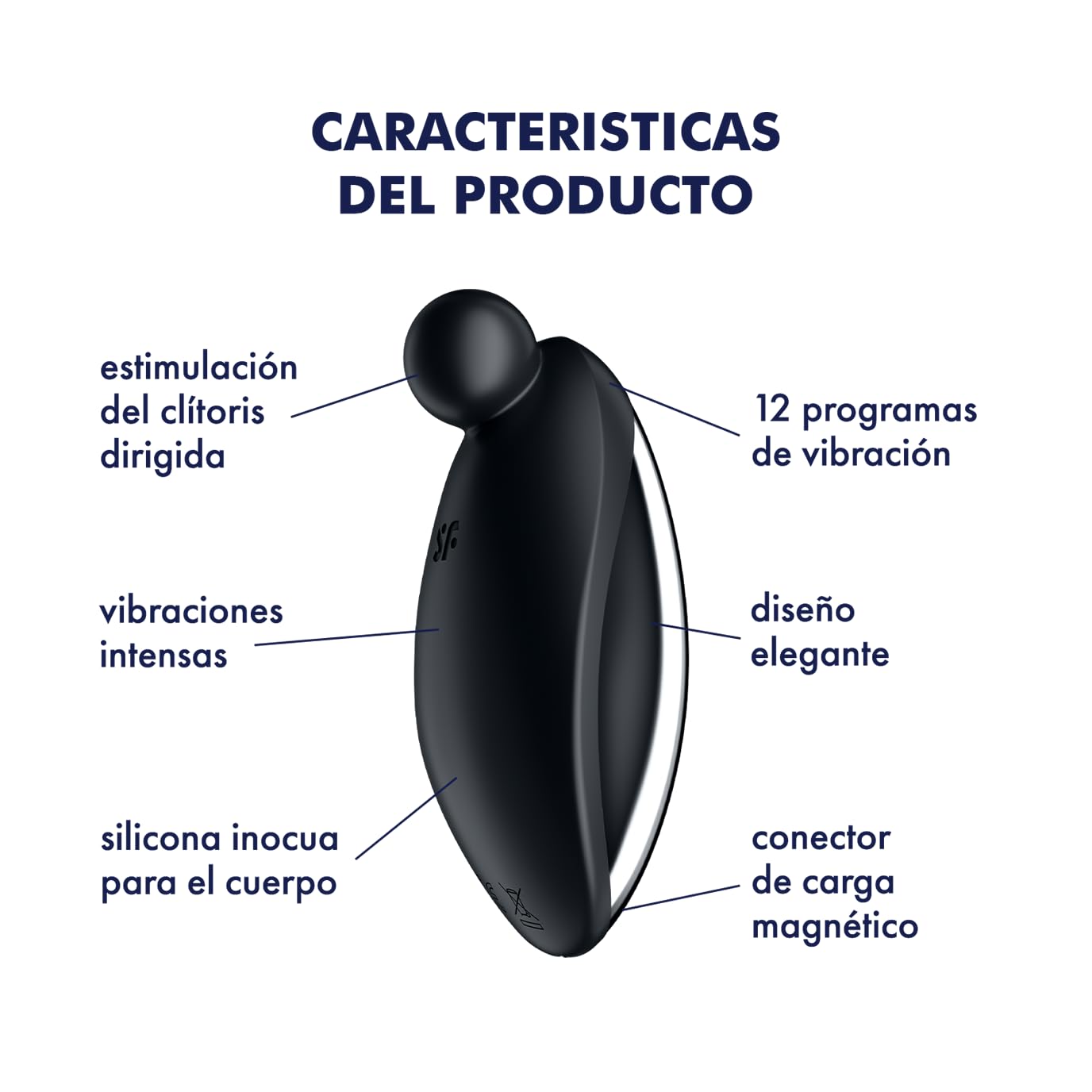 Satisfyer Spot en 2 | 9 cm | vibrador lay-on | Estimulación del clítoris | 12 programas de vibración | Recargable | Resistente al agua (IPX7) | Silicona respetuosa con la piel, color:negro