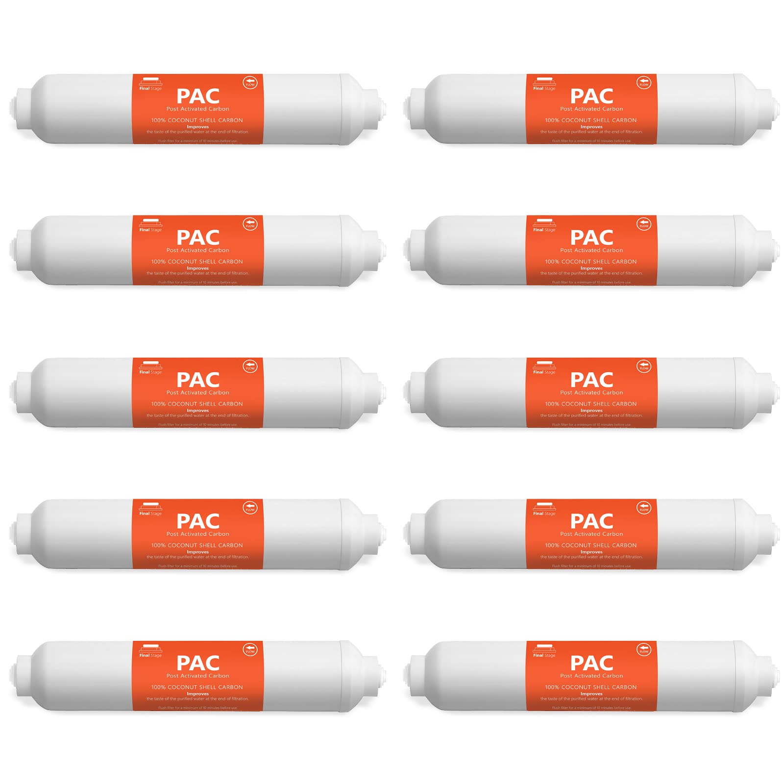 Express Water 10 Pack Post Activated Carbon Water Filter Replacement 5 Micron 10 Inch Under Sink and Reverse