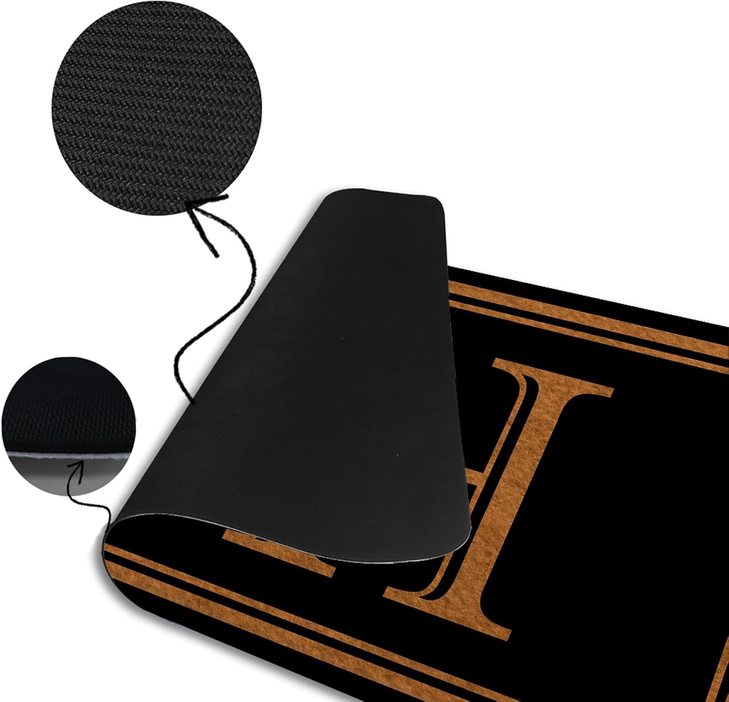 Custom Monogram Doormat Personalized Initial Letter Non-Slip Waterproof Indoor/Outdoor, Black Border Heavy-Duty Welcome Mat, Weather-Resistant Housewarming Closing Gift Multiple Colors & Sizes