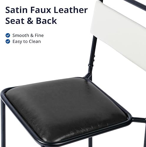 Miniatura 2 de Cozy Castle Mid-Century - Juego de 4 sillas de comedor modernas tapizadas de piel sintética, sillas apilables con patas de metal, color blanco y