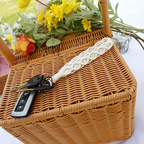 Poagoep Boho Macrame Keychain Bracelet Handmade Wristlet Keyring Holder Wrist Lanyard For Women Girls(4) #TOP5