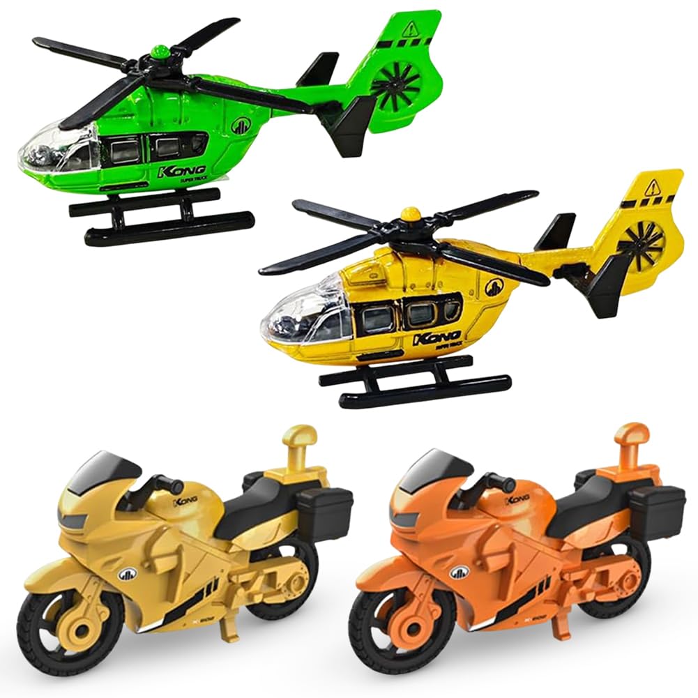 4PCS Highly Simulation Motorbike Model, Metal Aircraft Model Miniature Vehicle, Home Decor Collectible Decor Party Kids Toys for Boys and Girls