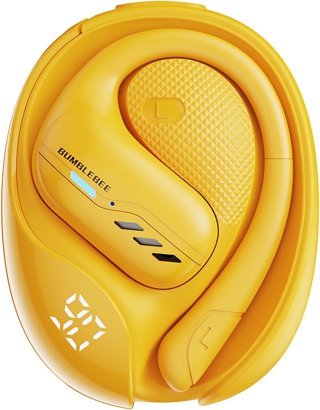Transformers TF-T55 Open-Back Bluetooth Wireless Earbuds, Sleek Wing-Like Design Passive Noise Cancelling in-Ear Cool HiFi Calling Dual Modes Sports Earphones LED Display (Yellow - Bumblebee)