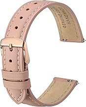 Anbeer Genuine Leather Watch Band Flat Slim Elegant Quick Release Replacement Strap for Women Multiple Sizes
