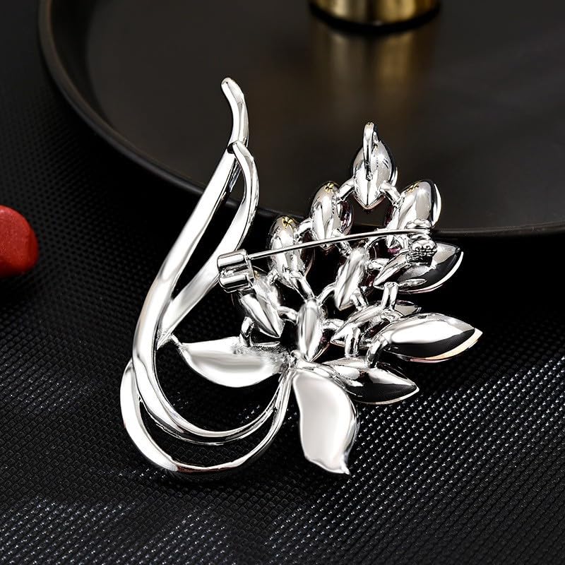 Image of Flower Brooch Pin - Rhinestone Flower Pin 18k Gold Plated - Thanksgiving Day, Birthday, Wedding Gifts for Mom, Wife