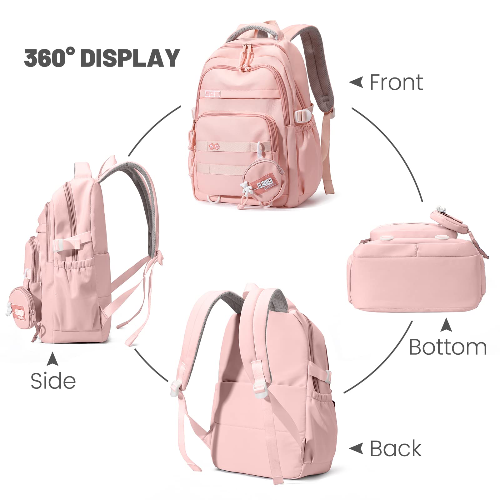 Amythe Mochila Escolar para Adolescente Niña, Mochila Informal Niñas Niños Gran Capacidad Mochila de Viaje para Portátil de 15.6" Bolsas Escolares niños de 10 12-18 años